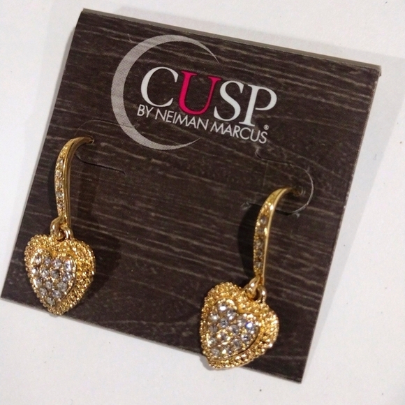 💖 CUSP by Neiman Marcus Gold-Tone Heart Crystal Drop Earrings - Women's Jewelry - Picture 11 of 11
